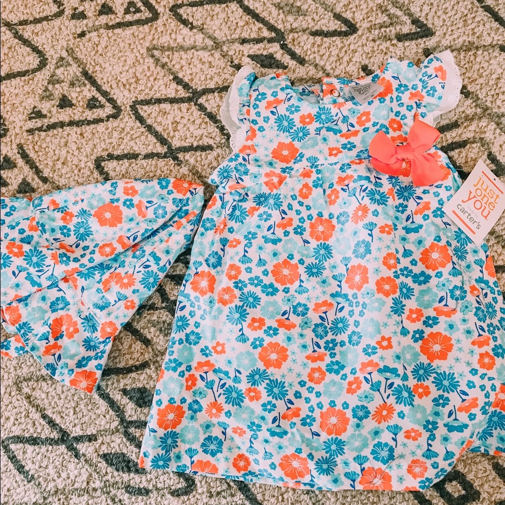 Summer dress set with matching bloomers and hat.